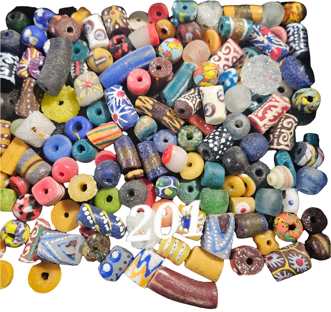Assorted Krobo Recycled Glass Beads Mix – 1 Cup (~160) Handmade Ghana Beads | Eco-Friendly Jewelry Supplies