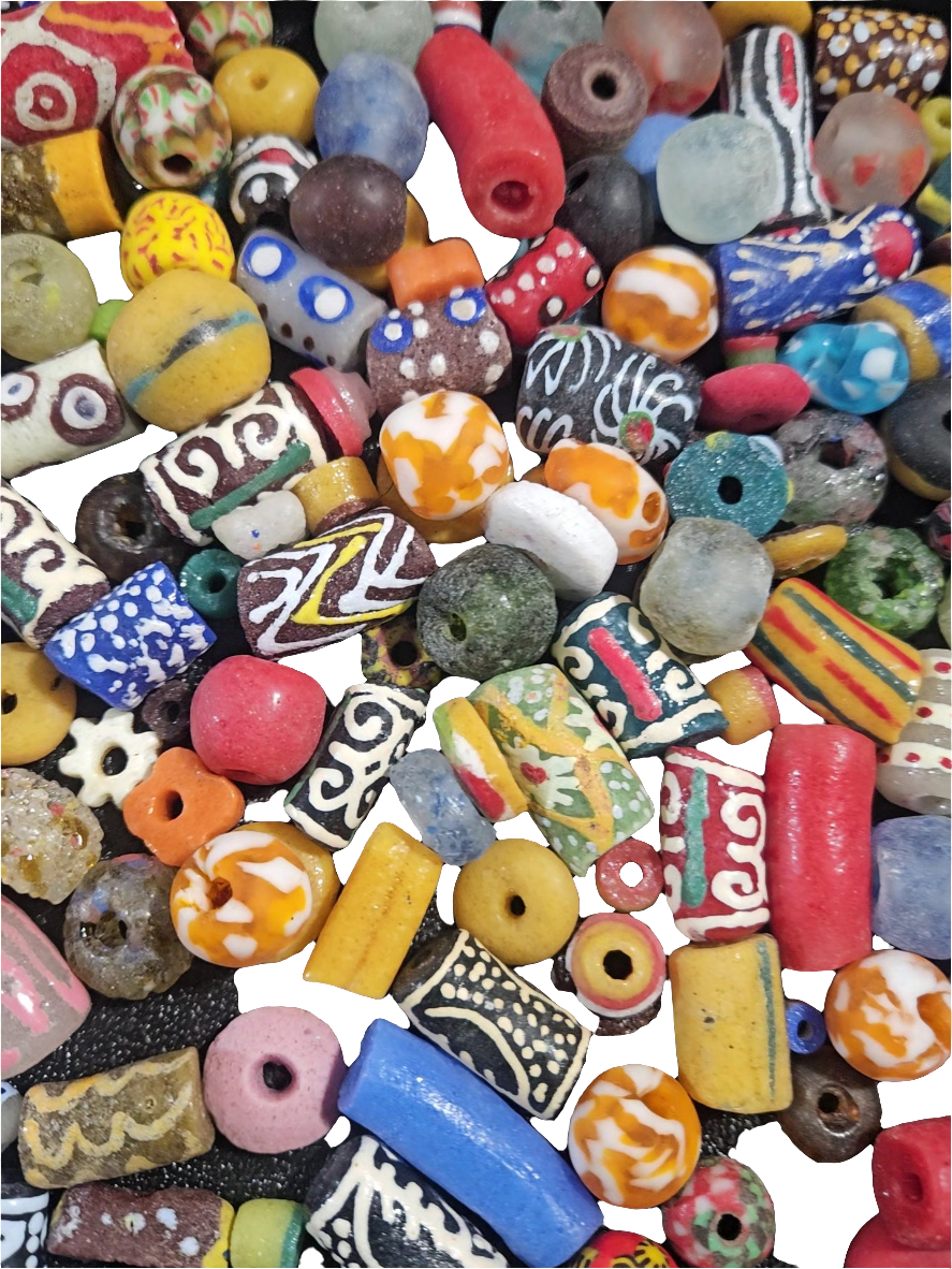 Earth Tone Krobo Recycled Glass Beads – 1 Cup (~160 pcs) | Boho Eco-Friendly Bead Mix