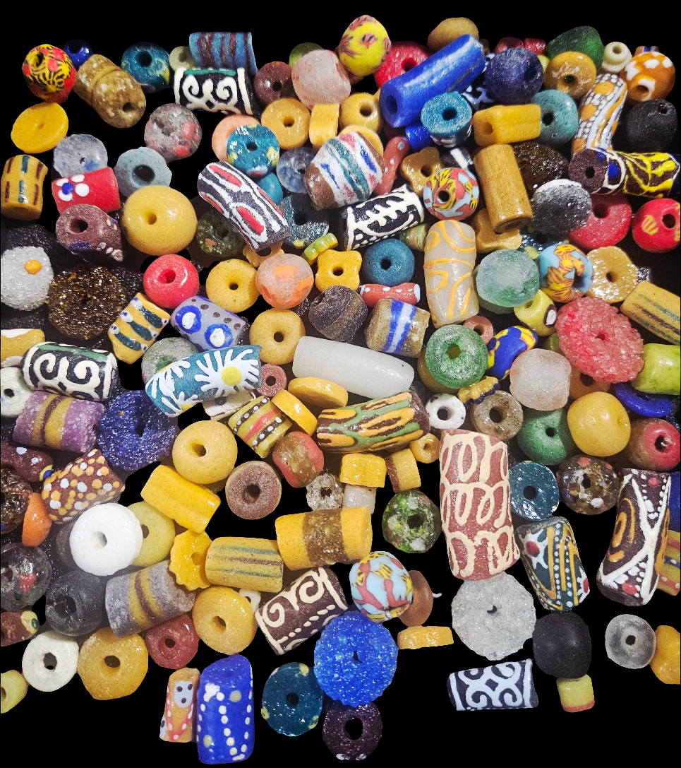 Jewel Tone Krobo Recycled Glass Beads – 1 Cup (~160 pcs) | Luxury Artisan Bead Mix from Ghana