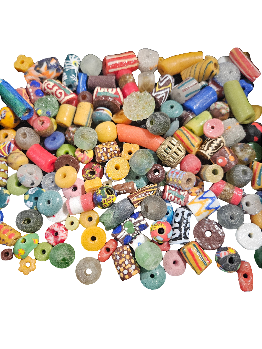 Bright Festival Krobo Recycled Glass Beads – 1 Cup (~160 pcs) | African Artisan Festival Mix