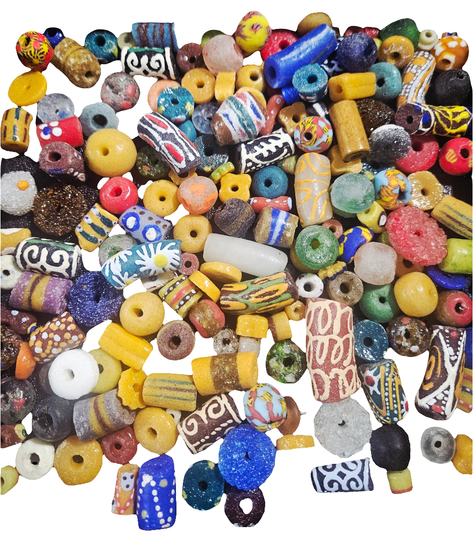 Jewel Tone Krobo Recycled Glass Beads – 1 Cup (~160 pcs) | Luxury Artisan Bead Mix from Ghana
