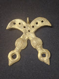 Oversized handcrafted Akofena Adinkra symbol pendant made from traditional Ashanti brass in Ghana representing courage, leadership, responsibility, authority, and cultural heritage.