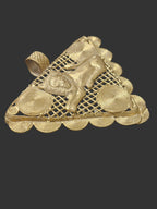 Large textured bail on oversized handcrafted African brass pendant from Ghana.