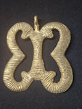 Oversized handcrafted Pempamsie Adinkra symbol pendant made from traditional Ashanti brass in Ghana representing preparedness, resilience, discipline, strategic planning, and enduring success.