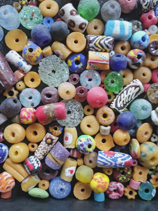 African Beads Soup Mix – One Cup (~160 Assorted Krobo Recycled Glass Beads)