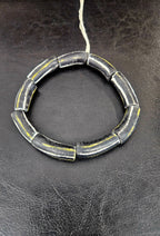 African Glass Beads – Painted Krobo Long Tubes, Black & Gold Beads