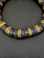 Black Striped Krobo Kente Glass Beads | Handcrafted Powdered Glass Beads from Ghana | Approx. 17 Beads
