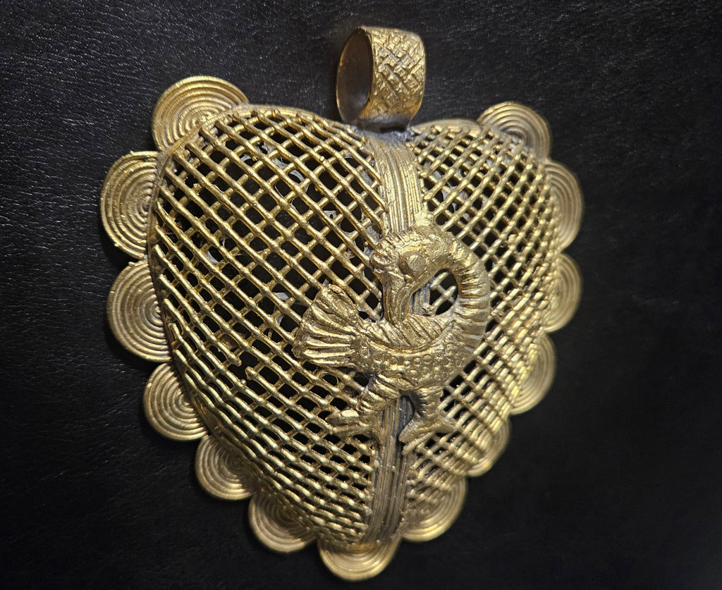 Sankofa Bird Ghana Brass Pendant – Oversized Adinkra Statement Focal