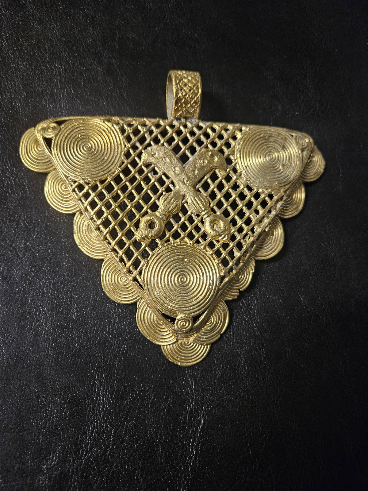 Oversized Adinkrahene Akofena Brass Statement Pendant – Handcrafted in Ghana