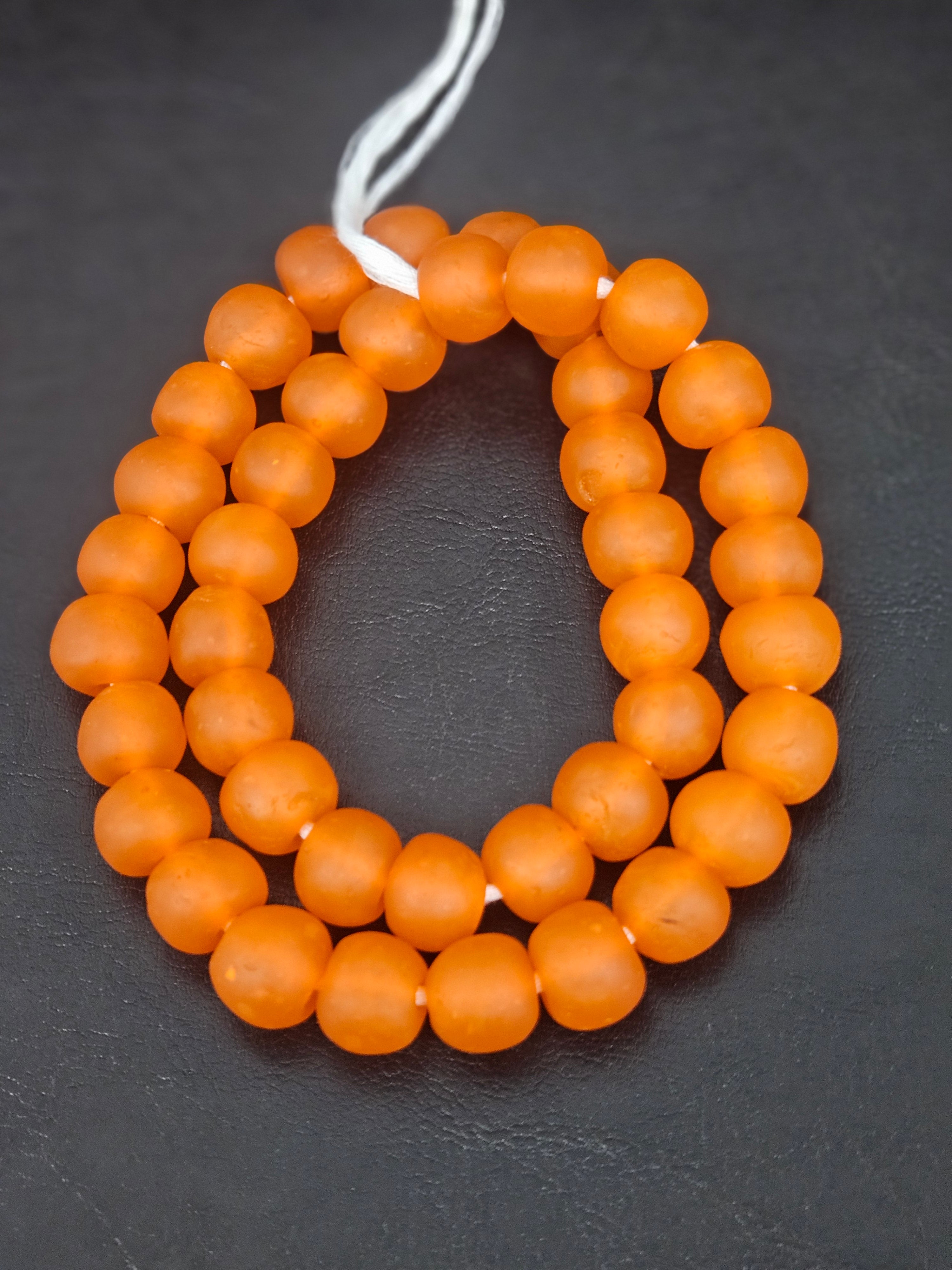 Multicolor Hand-Painted Krobo Rondelle Glass Beads & Orange Pocket Glass Beads | Handmade in Ghana