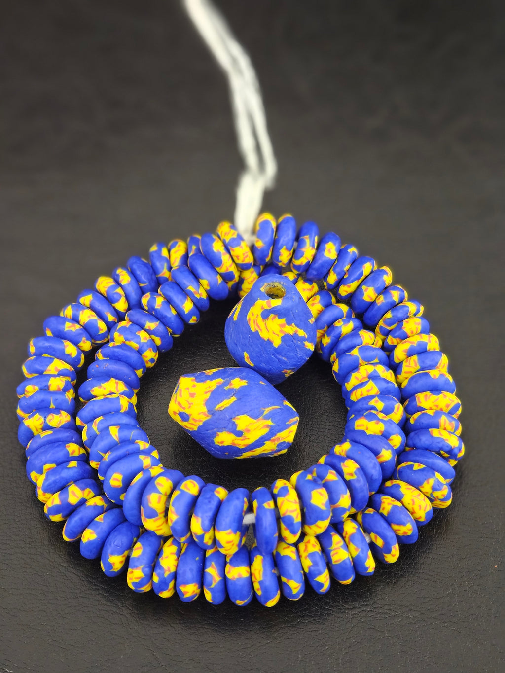 Blue African Beads Bundle – Krobo Glass Rondelles + Bicone Focals