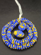 Blue African Beads Bundle – Krobo Glass Rondelles + Bicone Focals