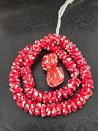 Red African Beads Bundle – Krobo Glass Rondelles + Bicone Focals