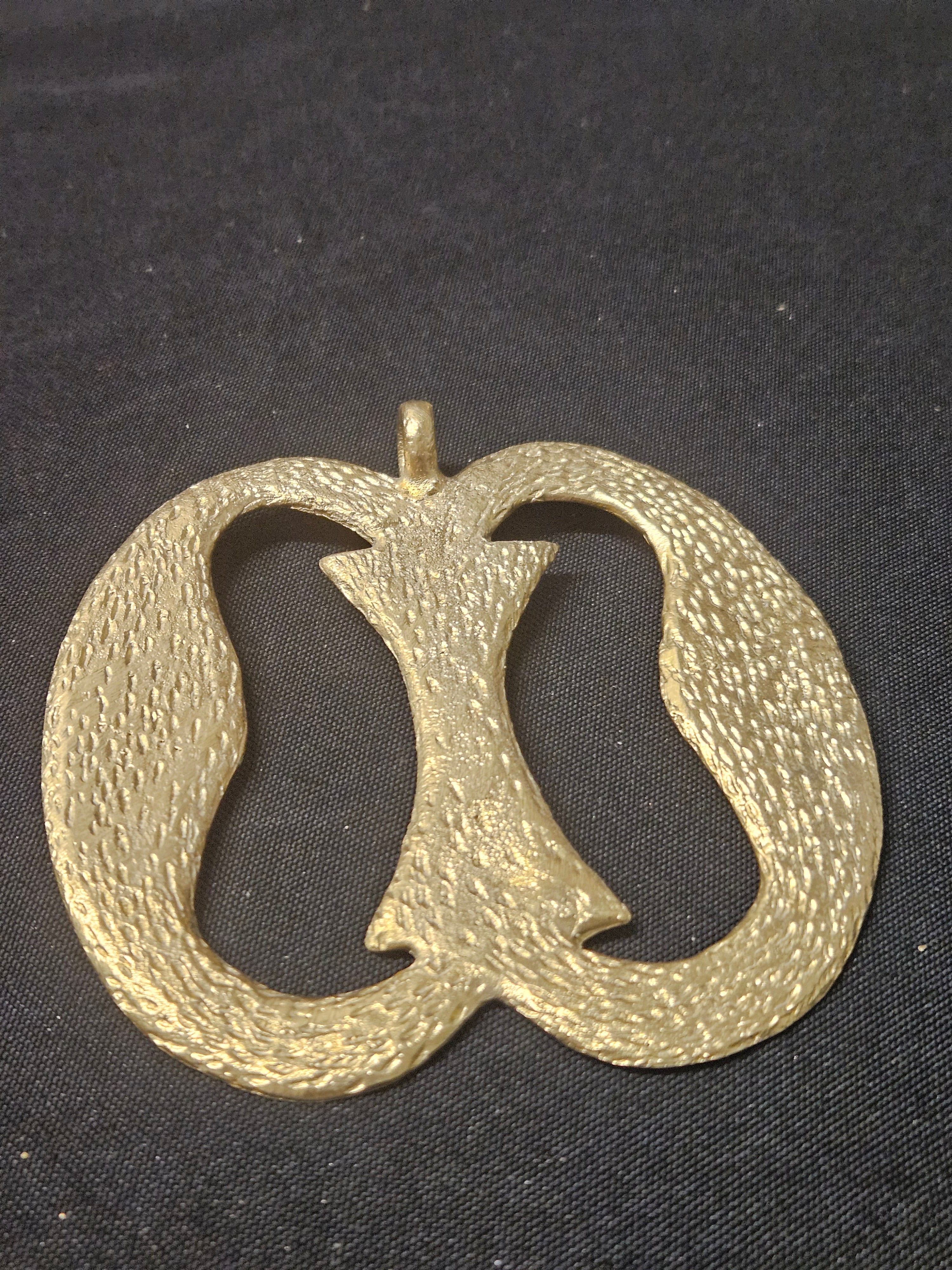 Oversized Nkonsonkonson Ashanti Brass Pendant – Handcrafted Adinkra Symbol from Ghana (4" x 4.5")