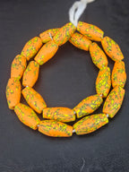 XL Orange Fusion Krobo Recycled Glass Beads | Handmade African Statement Beads from Ghana