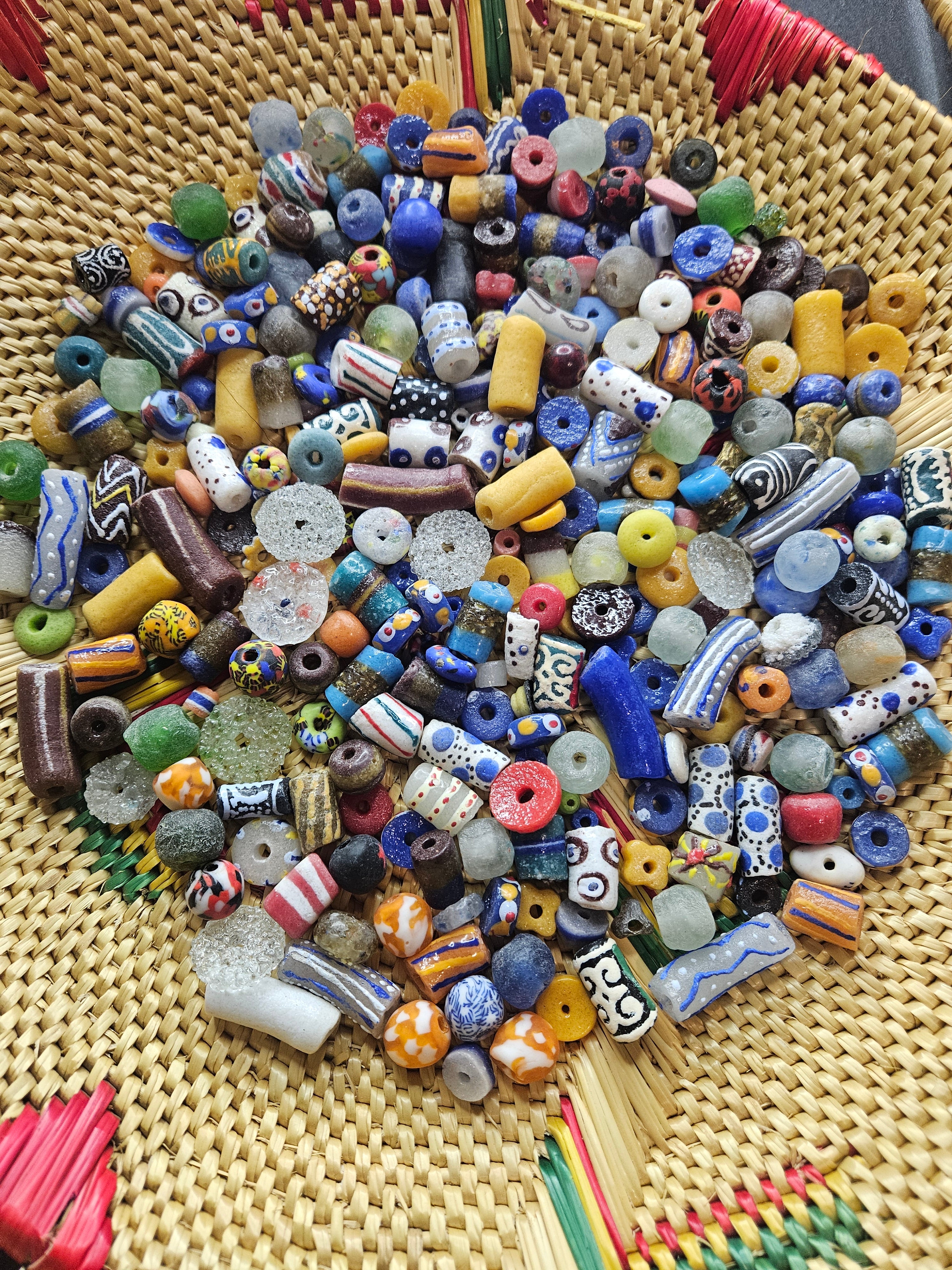 Assorted Krobo Recycled Glass Beads Mix – 300+ Beads