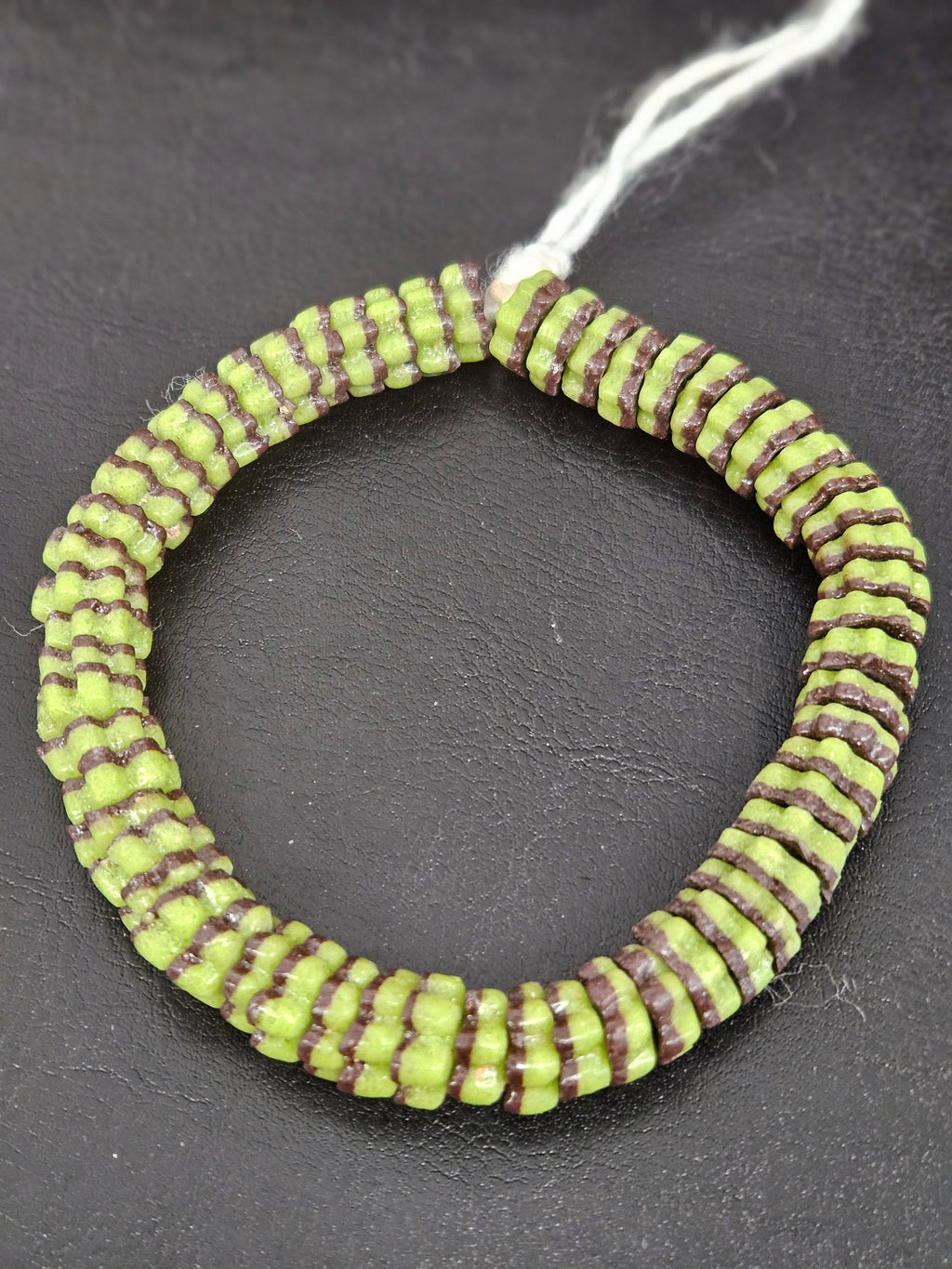 Spring Green & Cocoa Brown Krobo Glass Spacer Beads | Handcrafted Recycled Glass Beads from Ghana