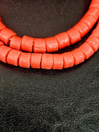 Burnt Terracotta Small Cube Tube Krobo Powdered Glass Beads | Ghana Recycled Glass | 77–78 Beads