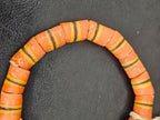 Orange Striped Krobo Kente Glass Beads | Handcrafted Powdered Glass Beads from Ghana | Approx. 17 Beads