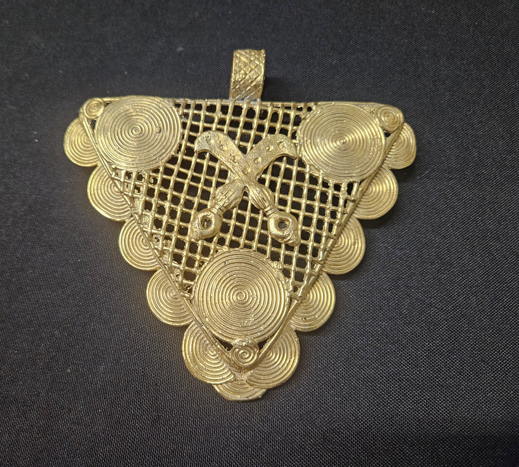 Oversized Adinkrahene Akofena Brass Statement Pendant – Handcrafted in Ghana