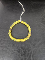 Golden Yellow Painted Krobo Glass Short Tube Beads | African Recycled Glass Beads Handmade in Ghana | Approx. 17 Beads