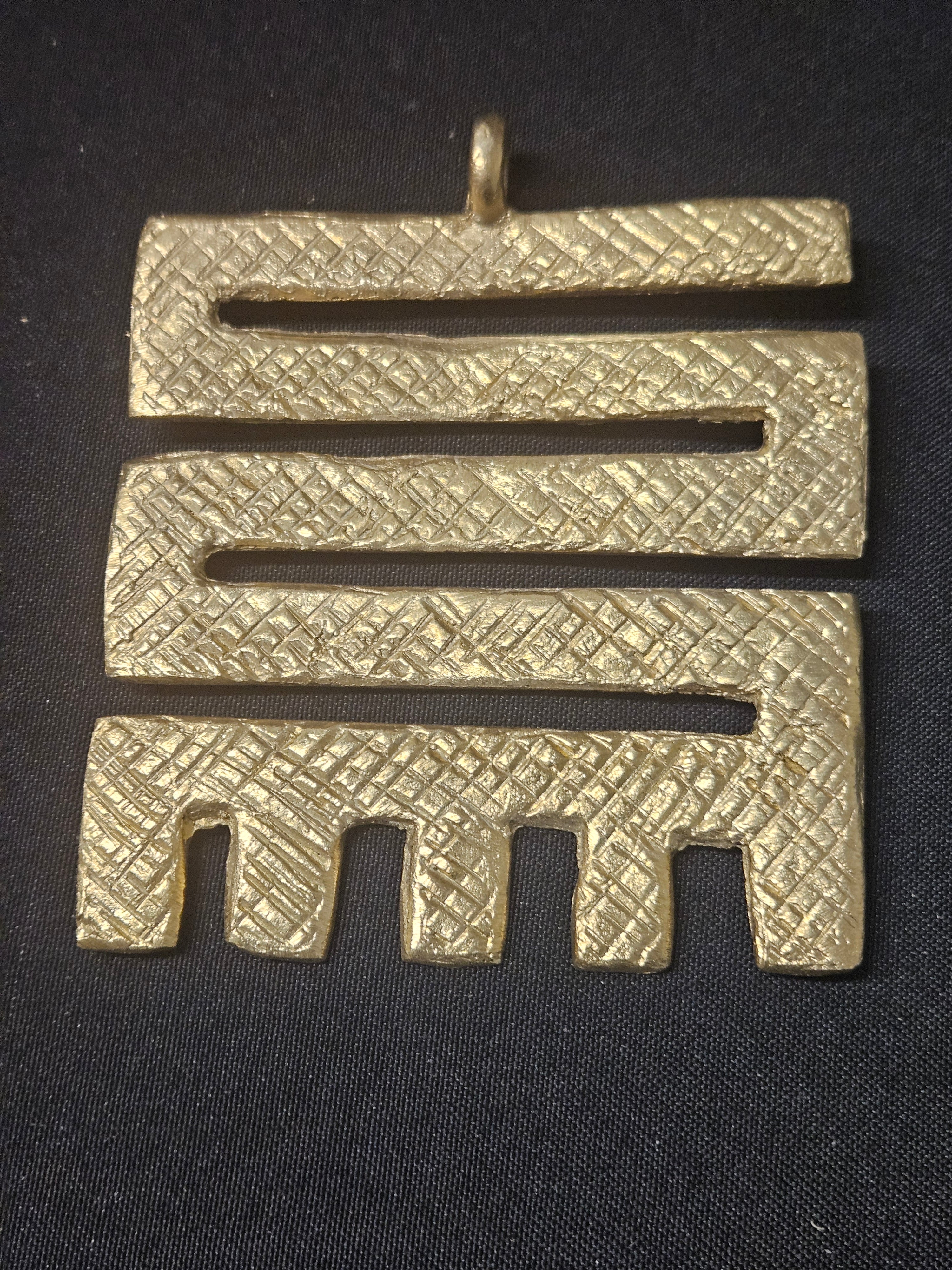 Oversized Nkyinkyim Ashanti Brass Pendant | Authentic Ghanaian Adinkra Symbol | Handcrafted African Brass Statement Pendant