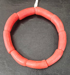 Coral Red Krobo Powdered Glass Tube Beads • Handmade Recycled Glass • Ghana • Large Hole • 10–12 × 24–30 mm