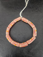 African Glass Beads – Painted Krobo Tubes, Terracotta