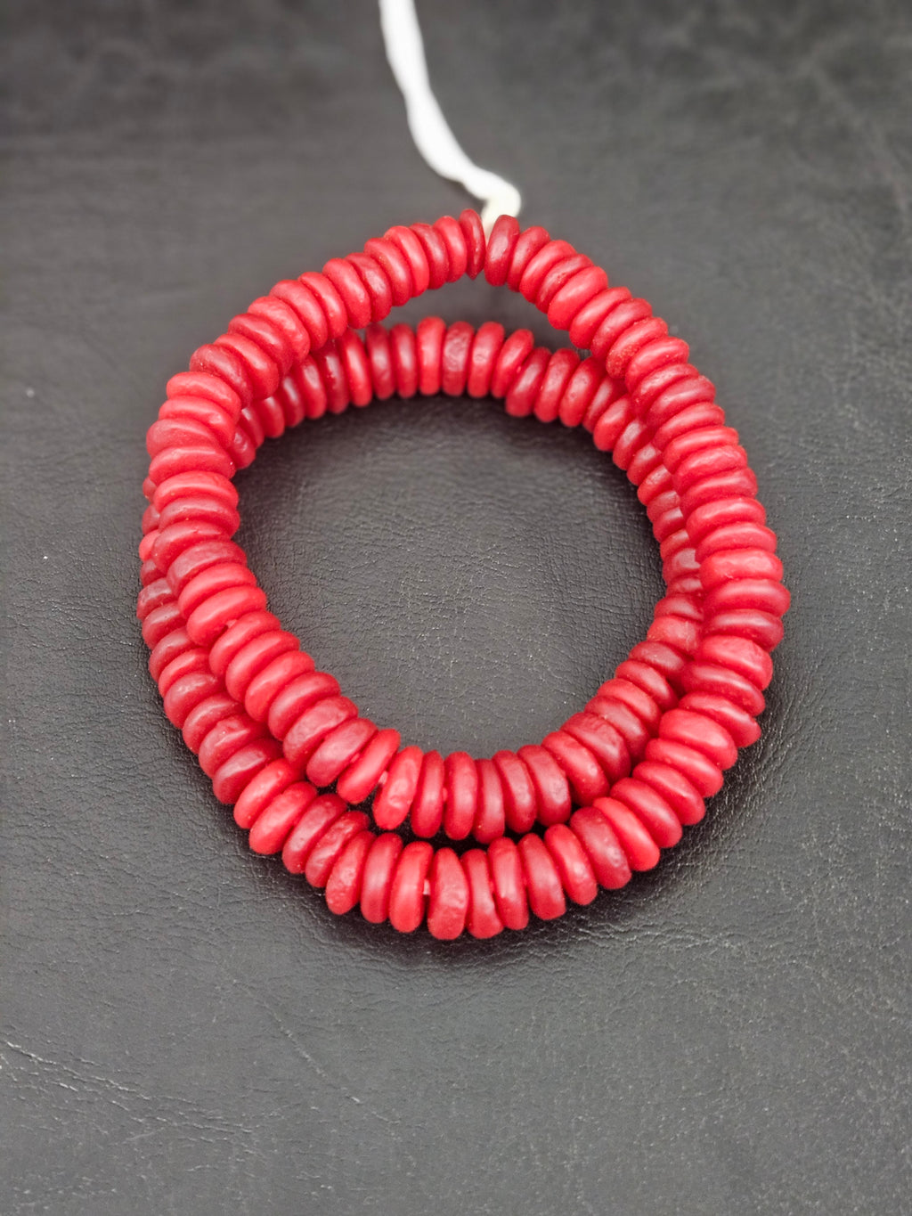 Authentic Ruby Red Krobo Translucent Recycled Glass Rondelle Beads | Handmade Ghana African Glass Beads for Jewelry Making & Wholesale