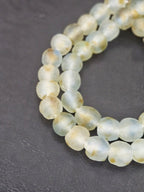 Authentic African Beads from Ghana | Chunky Translucent Recycled Glass Beads | Frosted Ocean Mist Krobo Beads 12–14mm