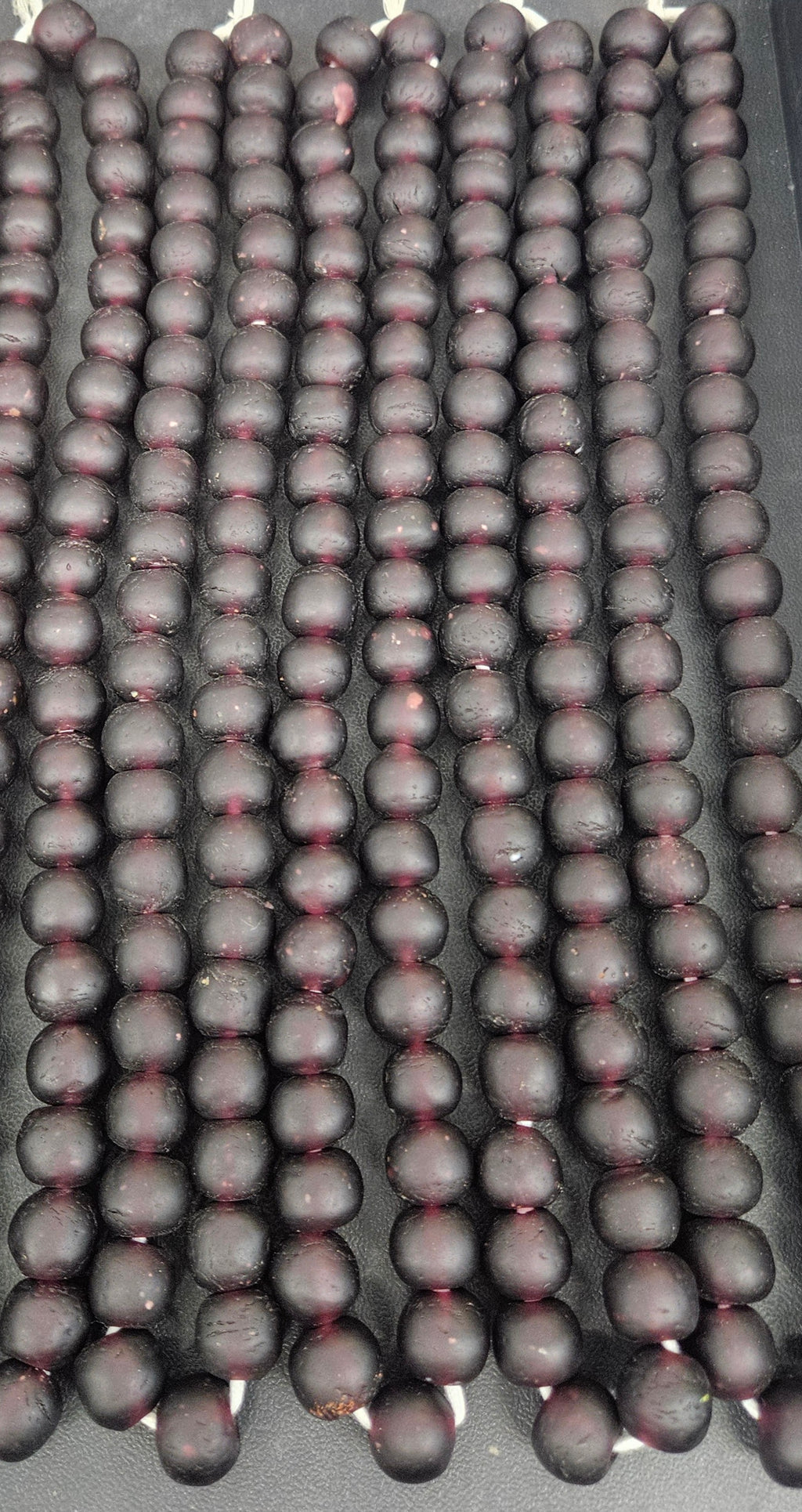 Burgundy Krobo Pocket Glass Beads – Handmade in Ghana, 13–14mm