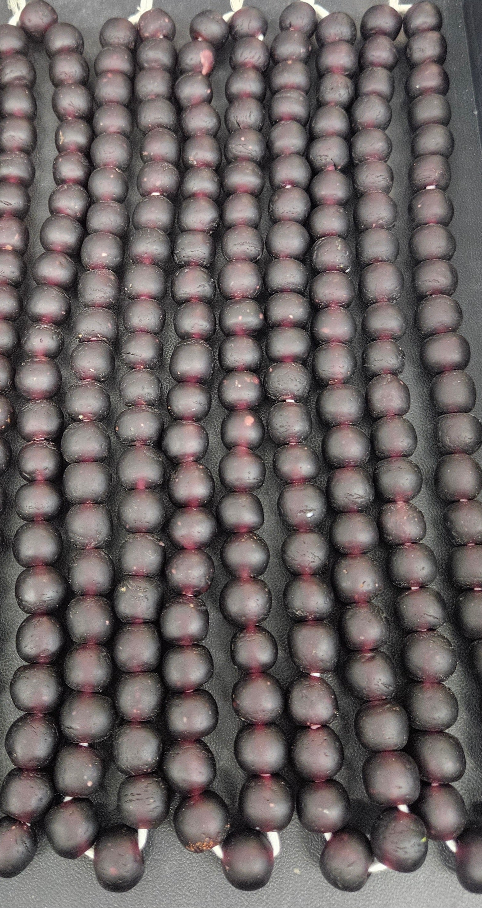 Burgundy Krobo Pocket Glass Beads – Handmade in Ghana, 13–14mm