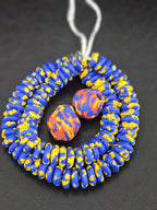 Blue African Beads Bundle – Krobo Glass Rondelles + Bicone Focal Beads