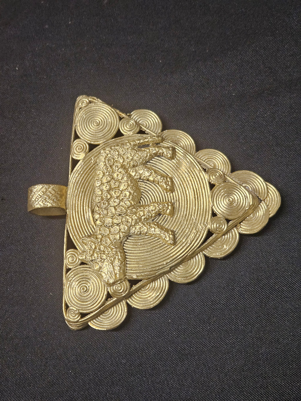 African Brass Tiger Pendant with Adinkrahene Symbol – Ghana
