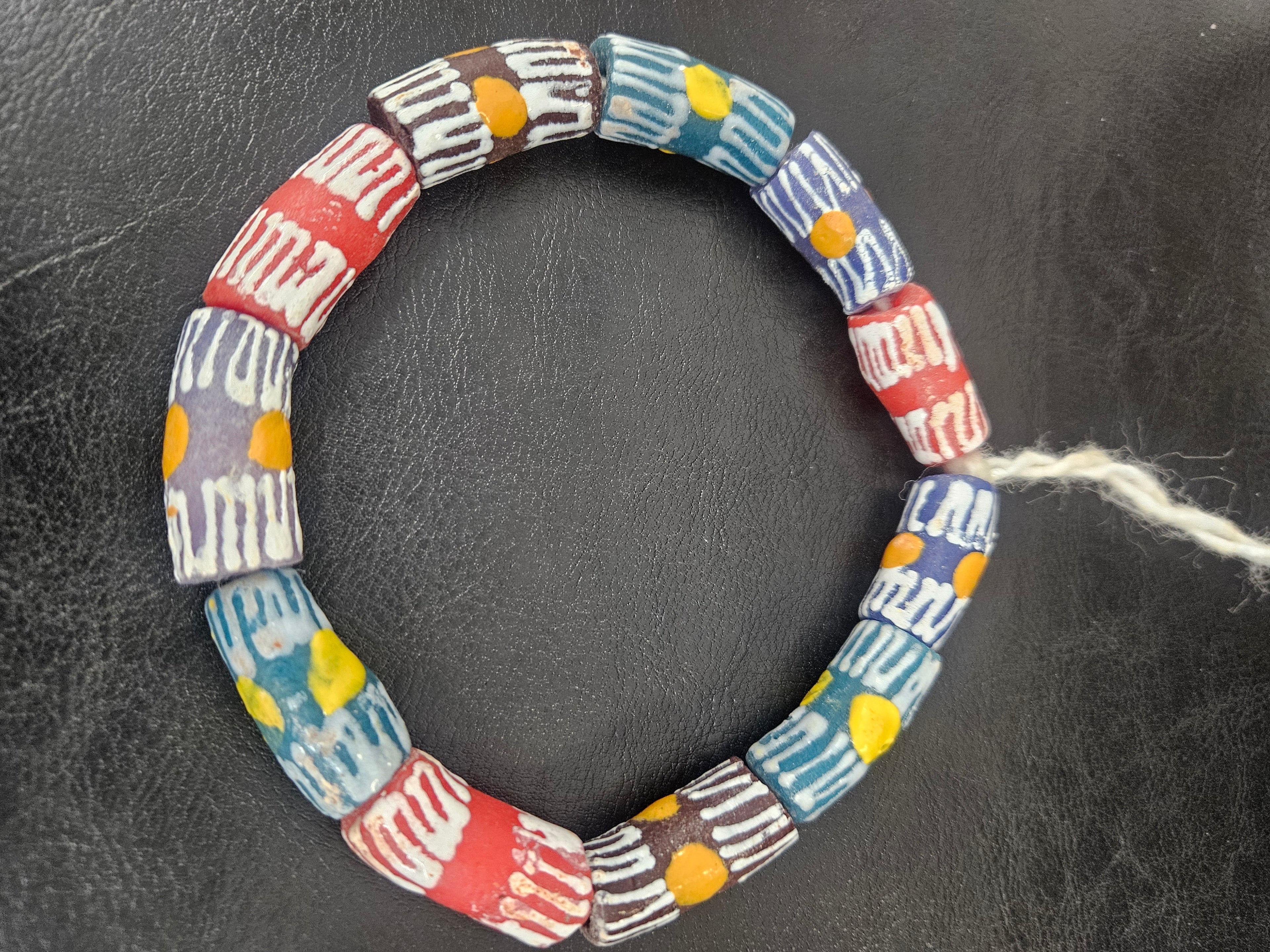 African Glass Beads – Painted Krobo Long Tubes, Multicolor Krobo Beads
