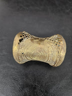 Oversized Ashanti Brass Talking Drum Pendant — Spiral Coil Design