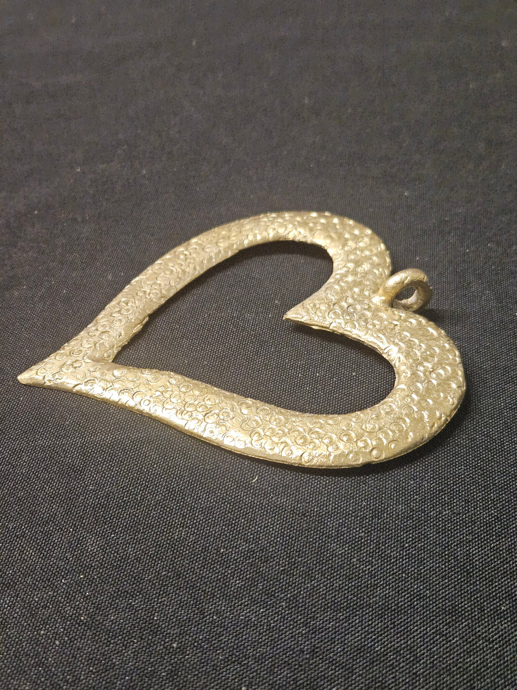 Large Handcrafted Akoma African Brass Pendant | Authentic Ghana Heart Adinkra Symbol