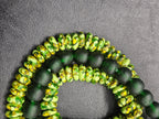 Lime Green Hand-Painted Krobo Rondelle Glass Beads & Emerald Green Pocket Glass Beads | Handmade in Ghana
