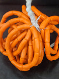 Sunset Orange Krobo Powdered Glass Tube Beads • Large Hole • 10–12 × 24–30 mm • Approx. 9 Beads