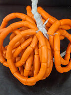 Sunset Orange Krobo Powdered Glass Tube Beads • Large Hole • 10–12 × 24–30 mm • Approx. 9 Beads