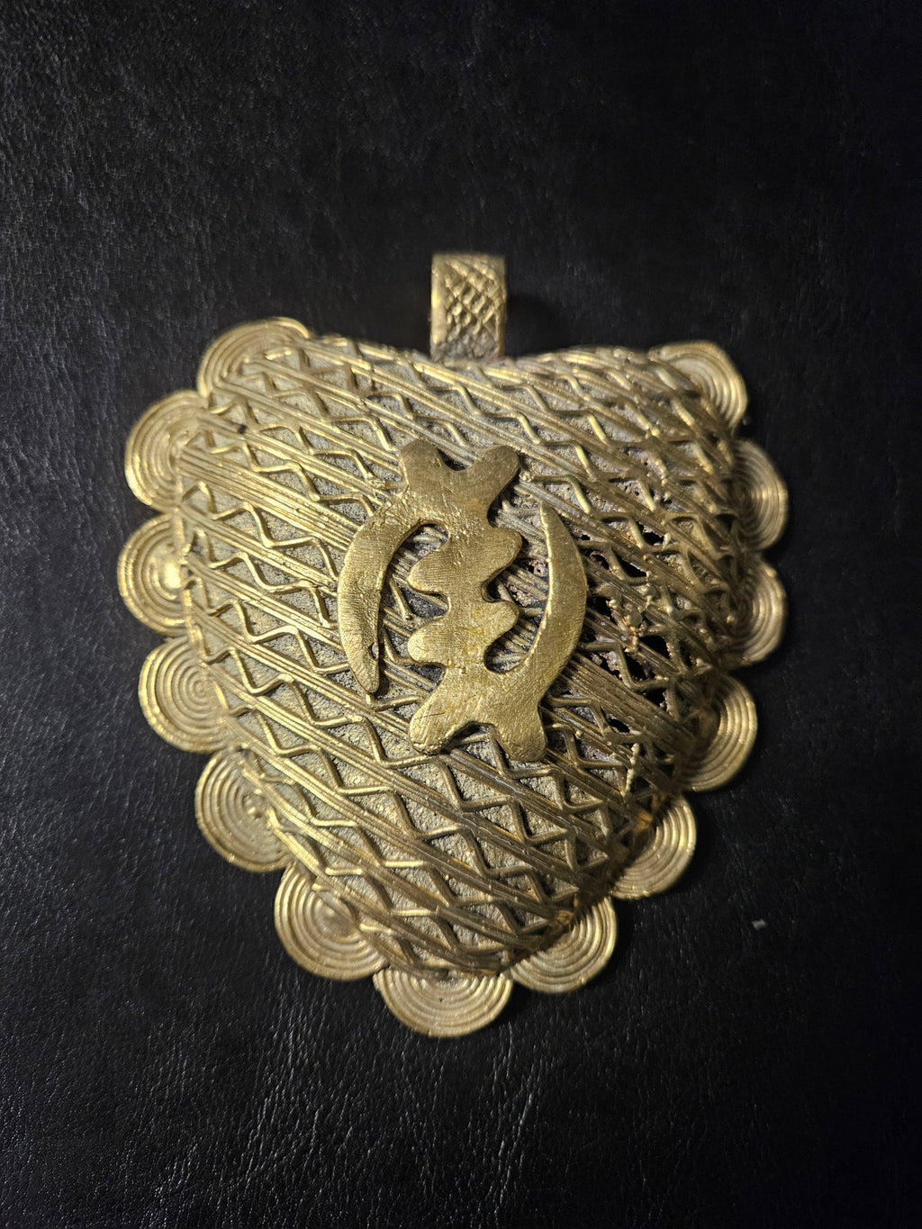 Oversized Gye Nyame Adinkra Brass Pendant – Handcrafted in Ghana
