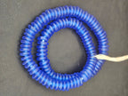 Authentic Royal Blue Krobo Translucent Recycled Glass Rondelle Beads | Handmade Ghana African Glass Beads for Jewelry Making & Wholesale