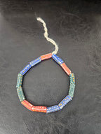 Multicolor Krobo Painted Glass Tube Beads | Handmade African Recycled Glass Beads from Ghana | Approx. 13 Beads