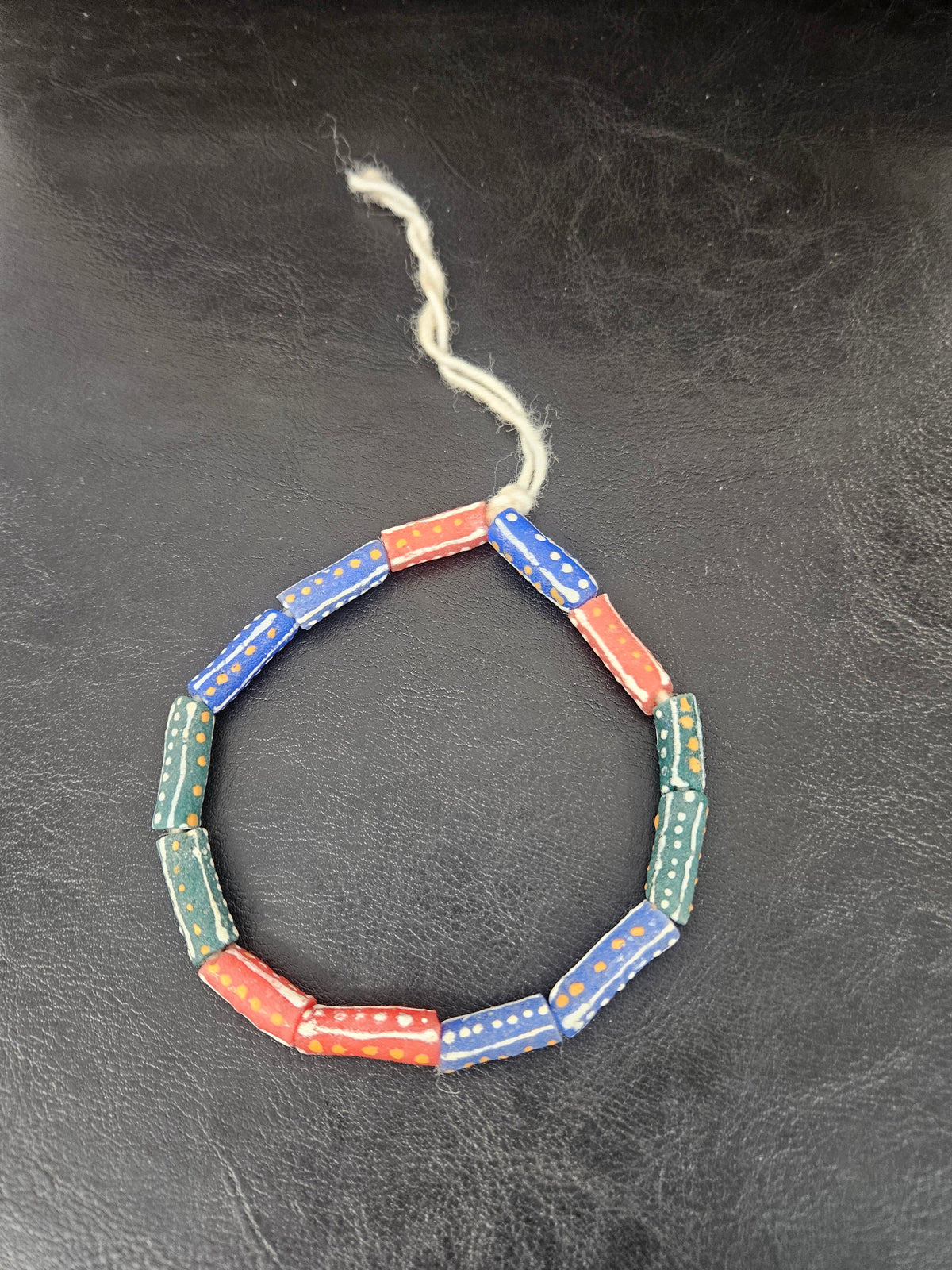 Multicolor Krobo Painted Glass Tube Beads | Handmade African Recycled Glass Beads from Ghana | Approx. 13 Beads