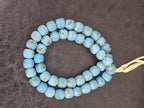 Authentic Krobo Powdered Glass Beads Ghana | Matte Sky Blue Recycled Glass Beads | 13–14mm