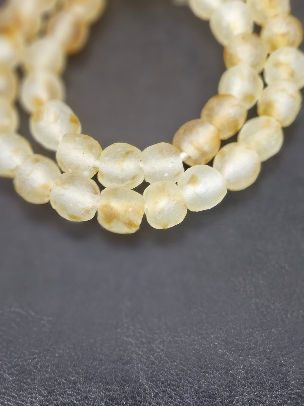 Authentic African Beads from Ghana | Honey Gold Translucent Krobo Recycled Glass Beads | Handmade Chunky Glass Beads 12–14mm