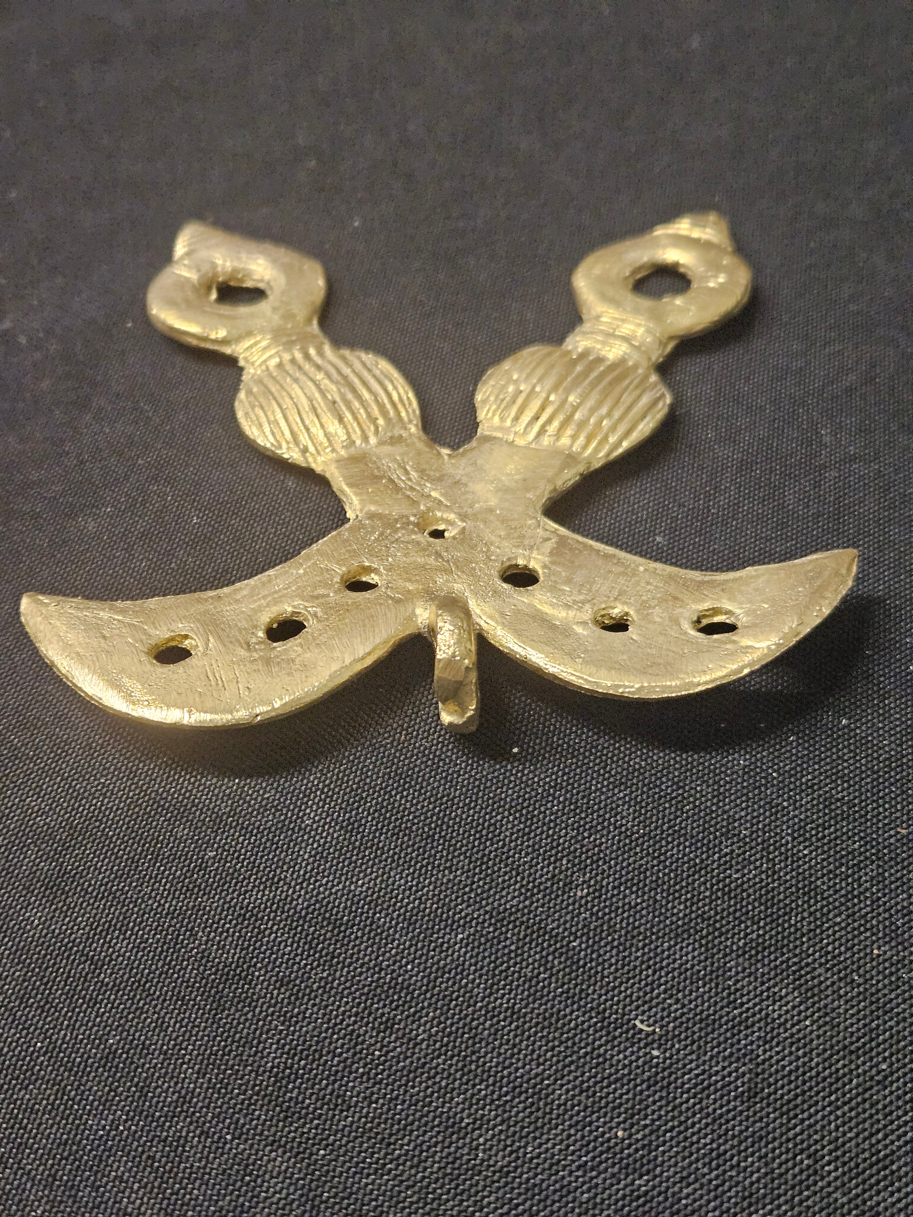 Large Handcrafted Akofena African Brass Pendant | Authentic Ghana Adinkra Symbol