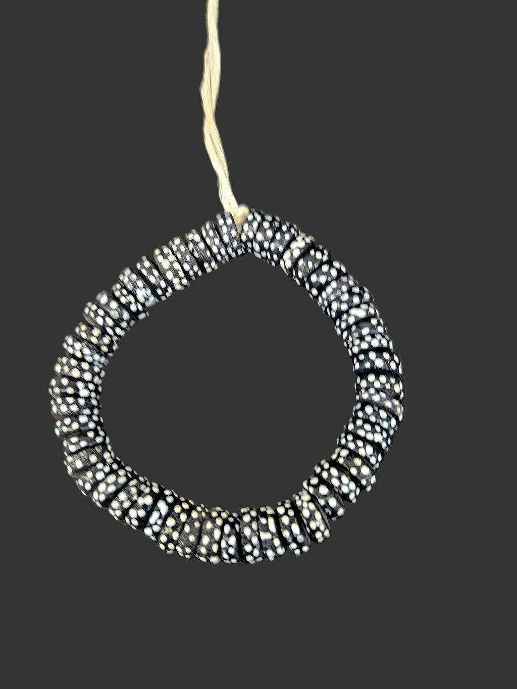 African Glass Beads – Painted Krobo Short Tubes, Black & White Krobo Beads