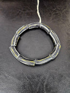 African Glass Beads – Painted Krobo Long Tubes, Black & Gold Beads