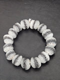 Black & White Krobo Sugar Glass Rondelle Beads | Handcrafted Recycled Glass Beads from Ghana | Approx. 30 Beads Per Strand